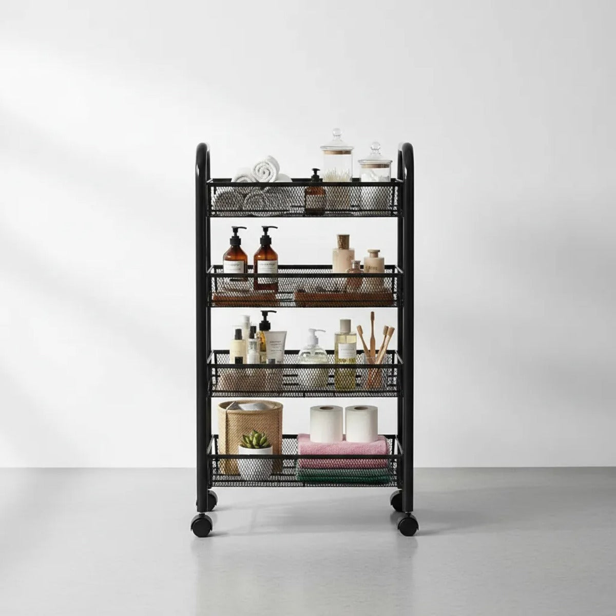 Carro Organizador Metálico 4 Estantes Con Ruedas Baño Cocina