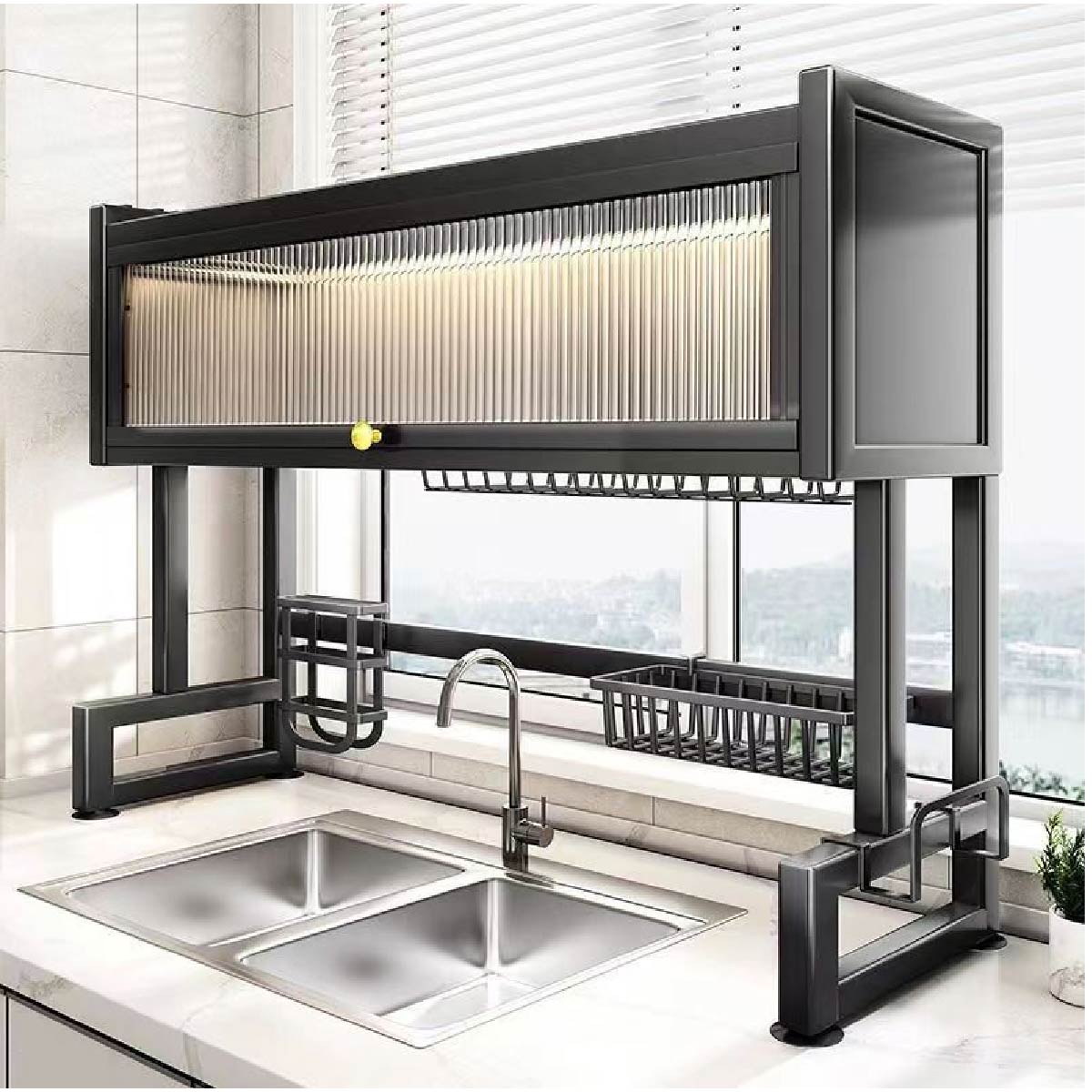 Escurridor De Loza Organizador Platos Utensilios Cocina 65cm - Negro