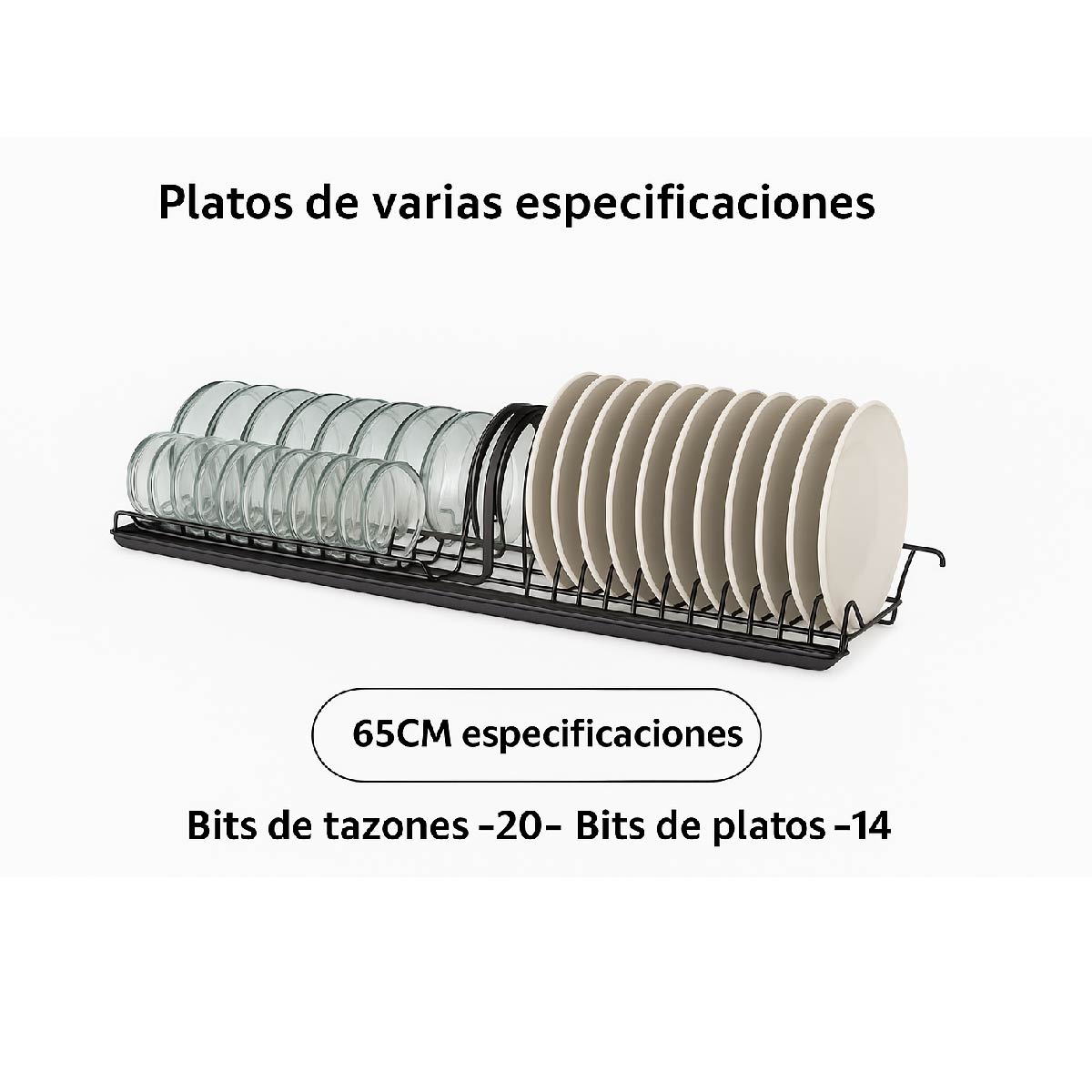 Escurridor De Loza Organizador Platos Utensilios Cocina 65cm - Negro