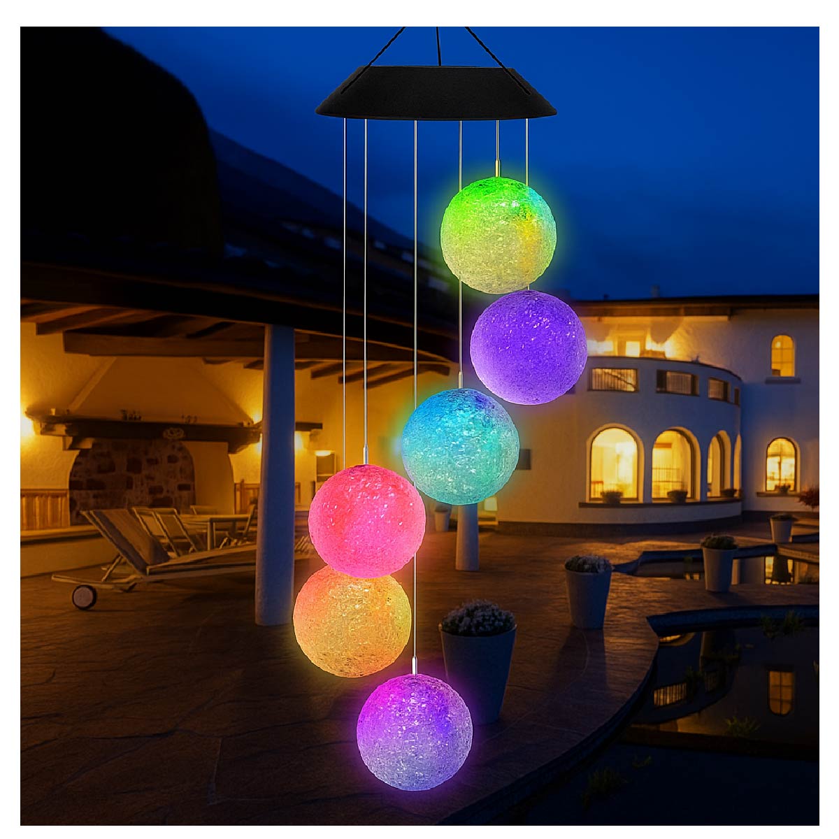 Colgante Adornos De Jardín Led Llamador De Angeles Led Solar Bolas