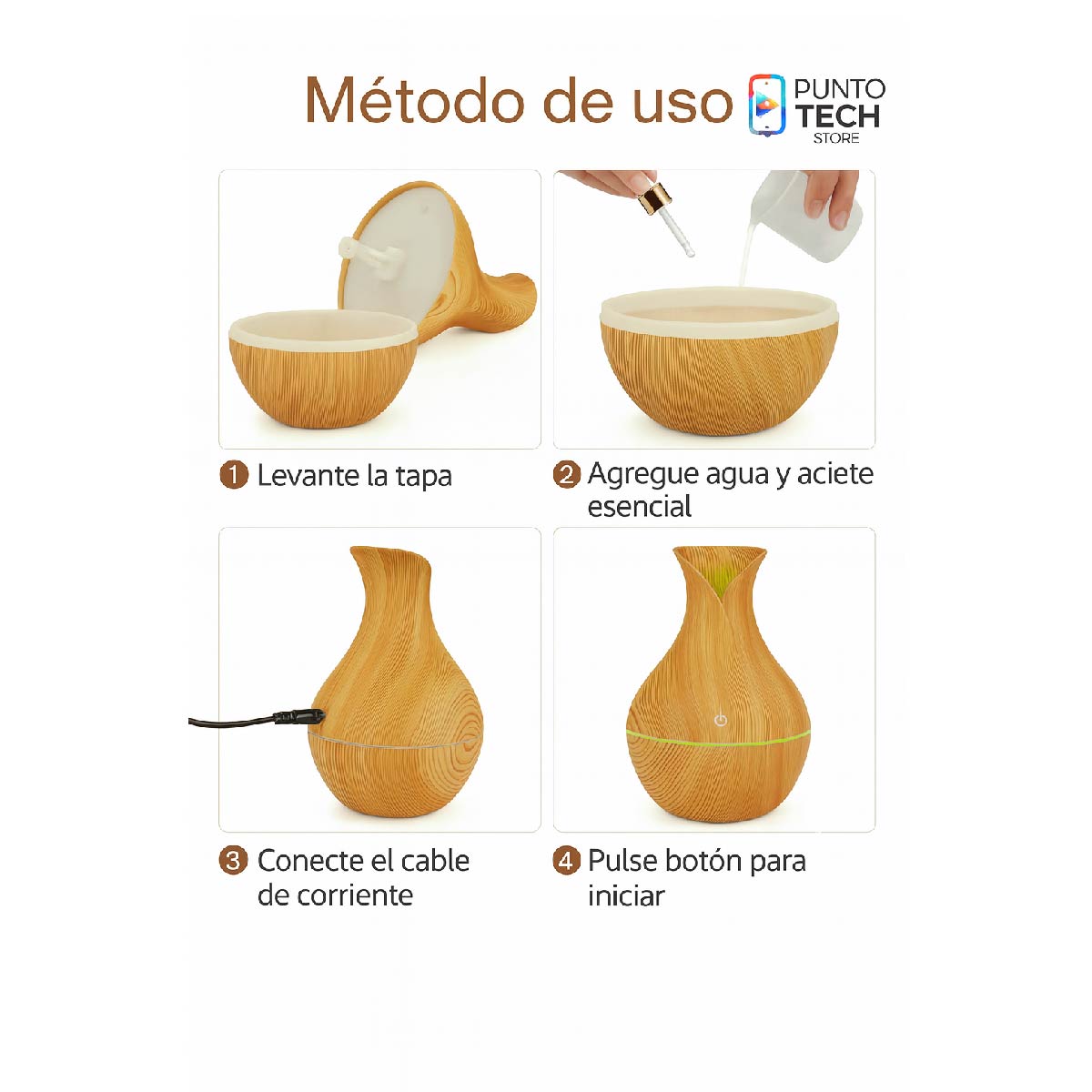 Difusor Aromatizador LED de Madera – Elegancia, aroma y relax