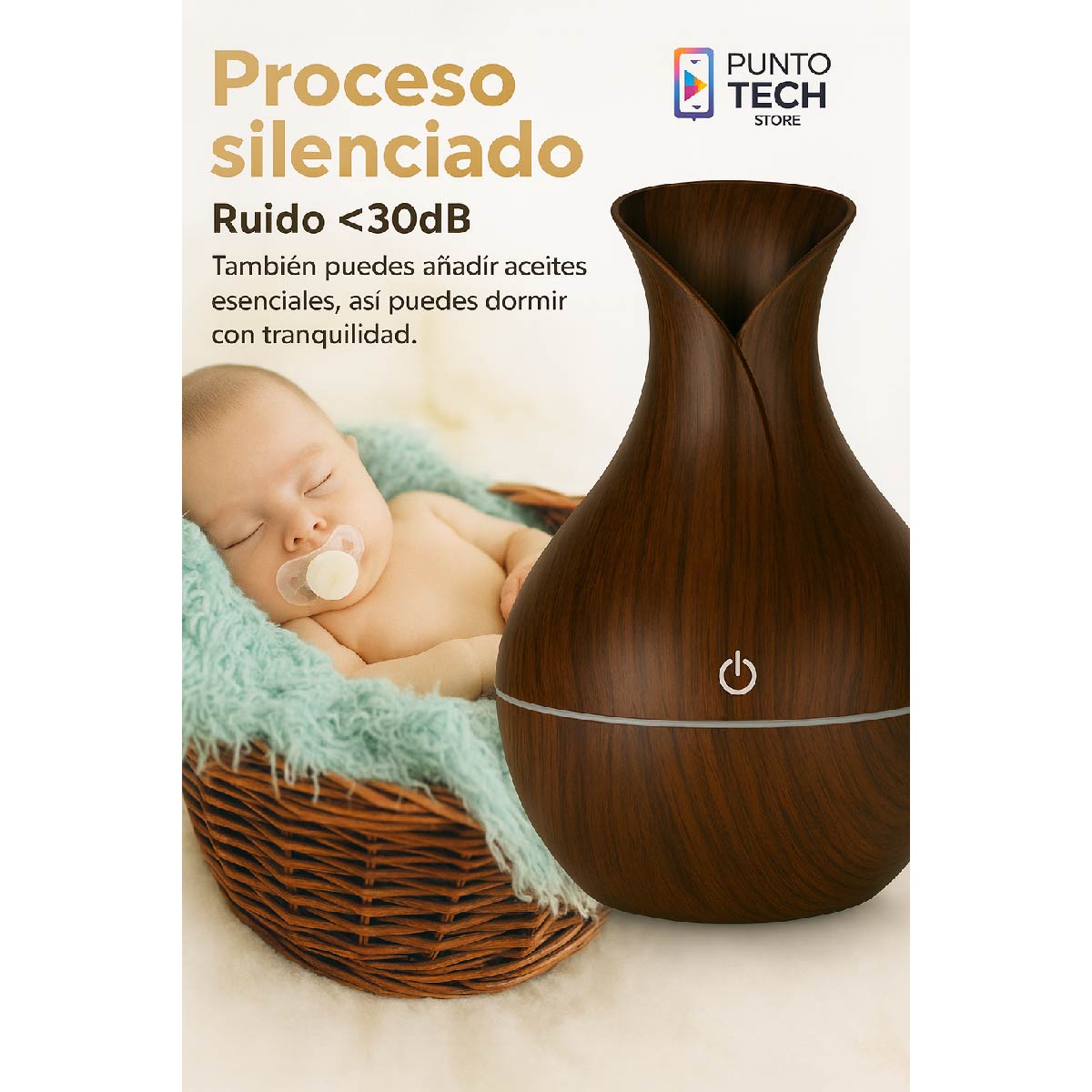 Difusor Aromatizador LED de Madera – Elegancia, aroma y relax