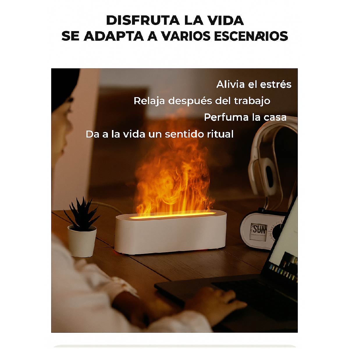 Difusor Llama De Aceites Esenciales Humidificador Aroma
