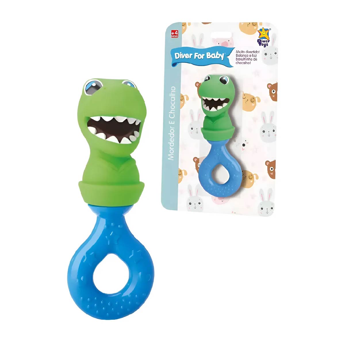 Juego Sonajero Mordedor Ideal Para Bebes Verde Dinosaurio
