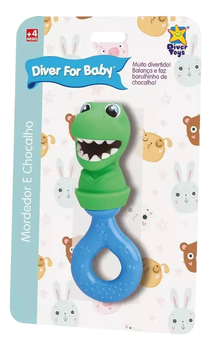 Juego Sonajero Mordedor Ideal Para Bebes Verde Dinosaurio