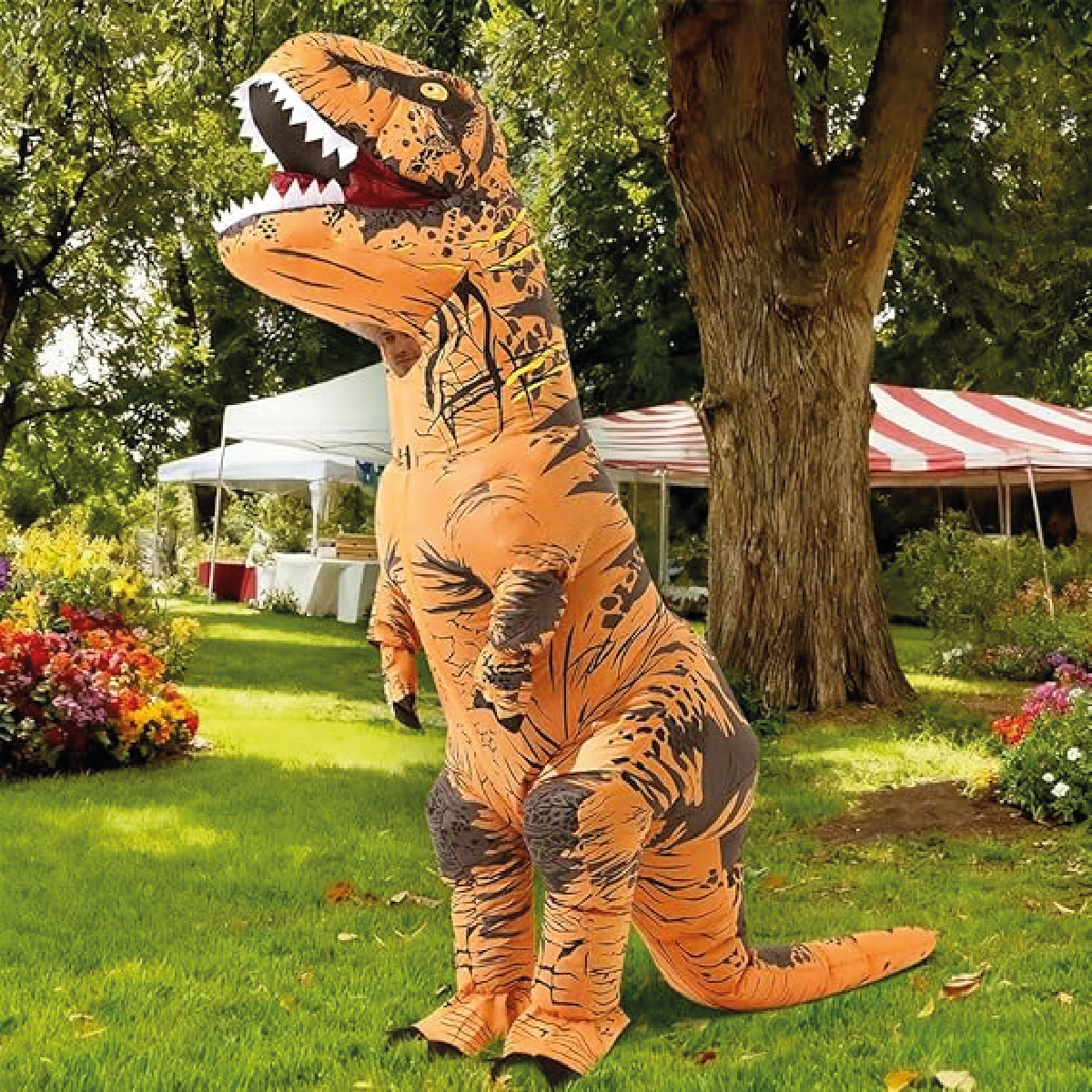Disfraz Dinosaurio T Rex Inflable + Inflador Cotillón Niños