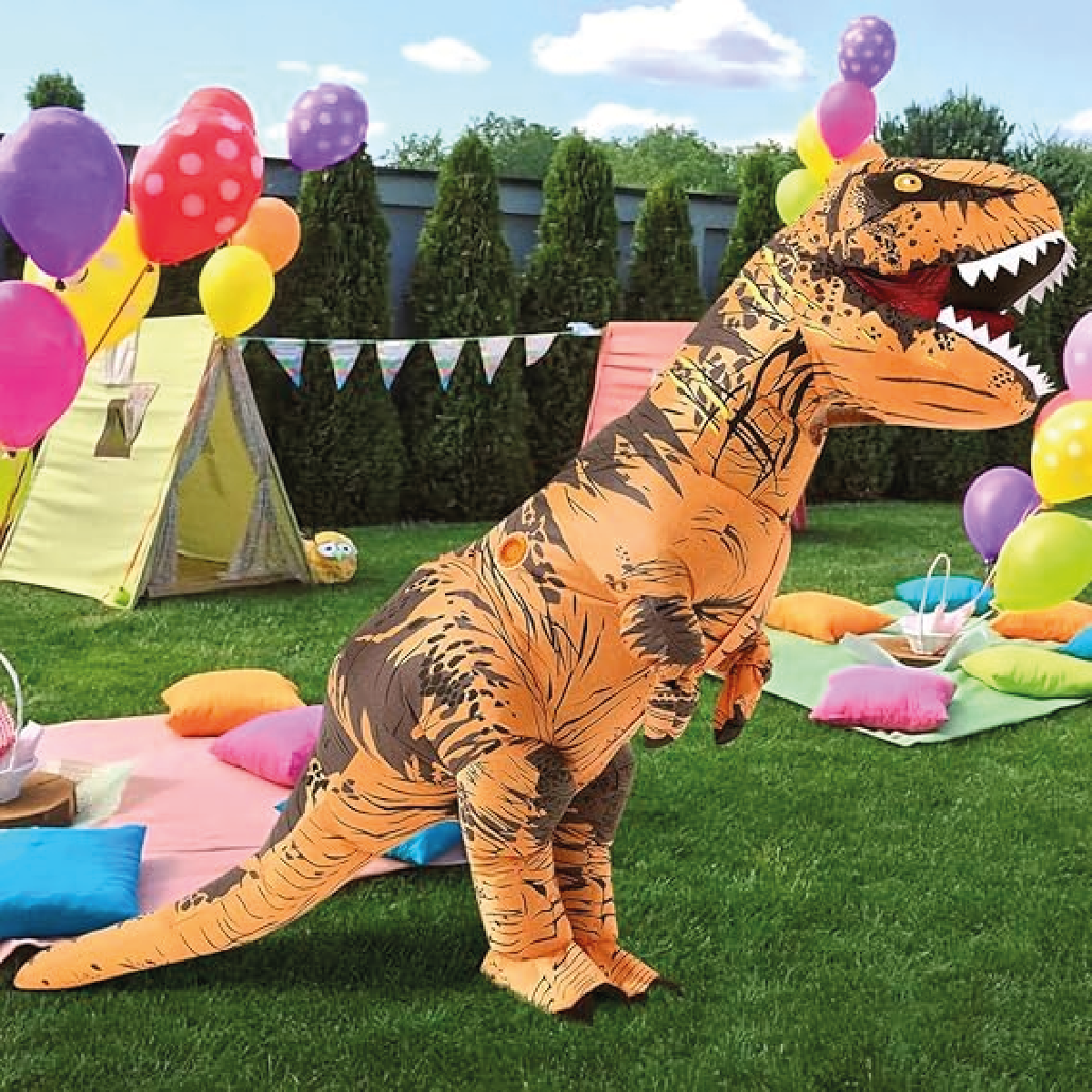 Disfraz Dinosaurio T Rex Inflable + Inflador Cotillón Adulto