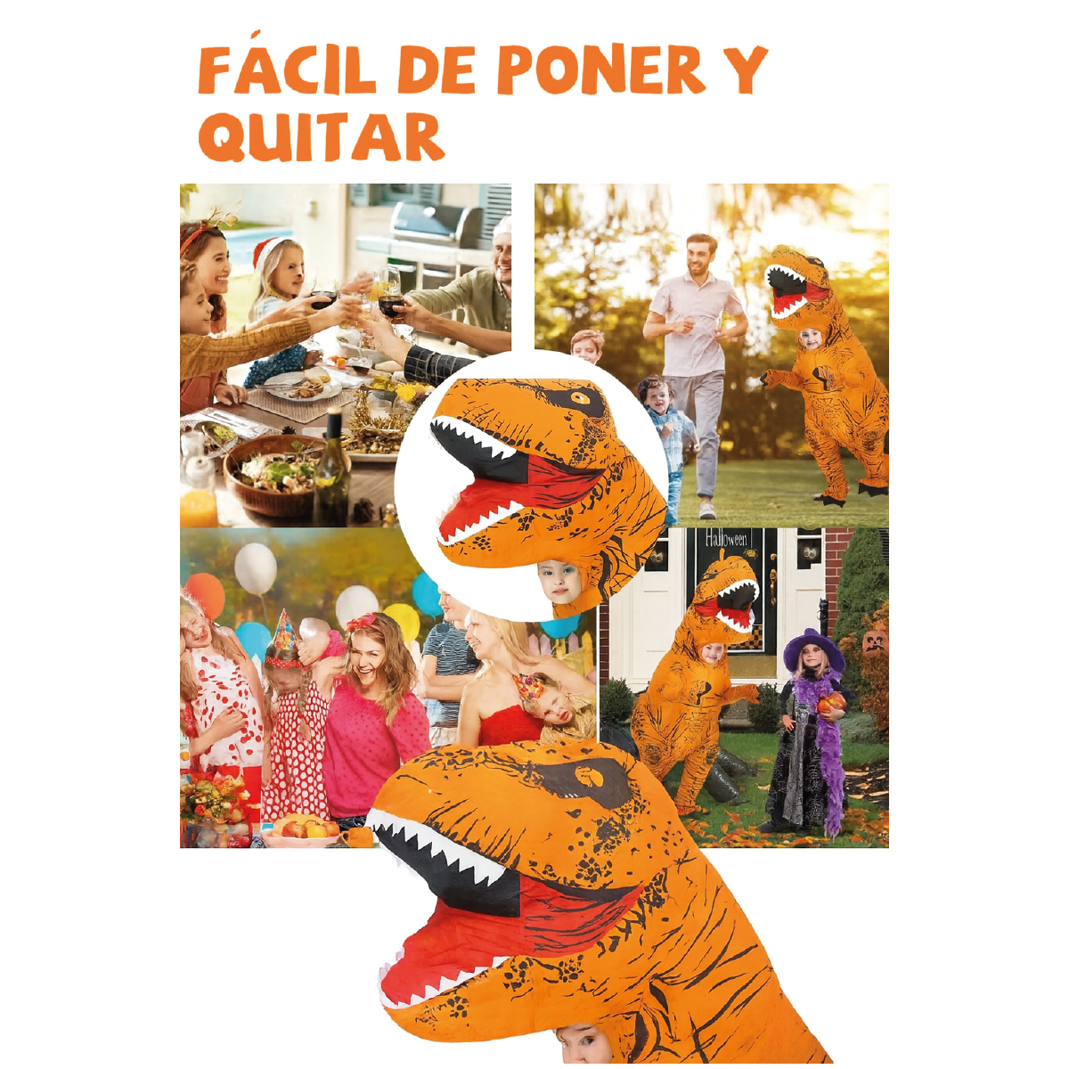 Disfraz Dinosaurio T Rex Inflable + Inflador Cotillón Adulto
