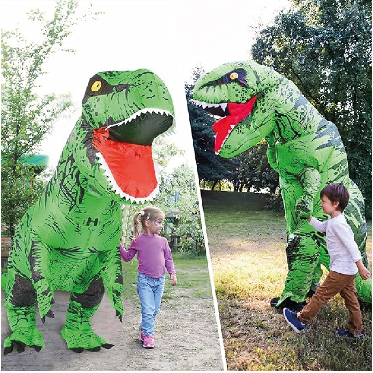 Disfraz Dinosaurio T Rex Inflable + Inflador Cotillón Niños