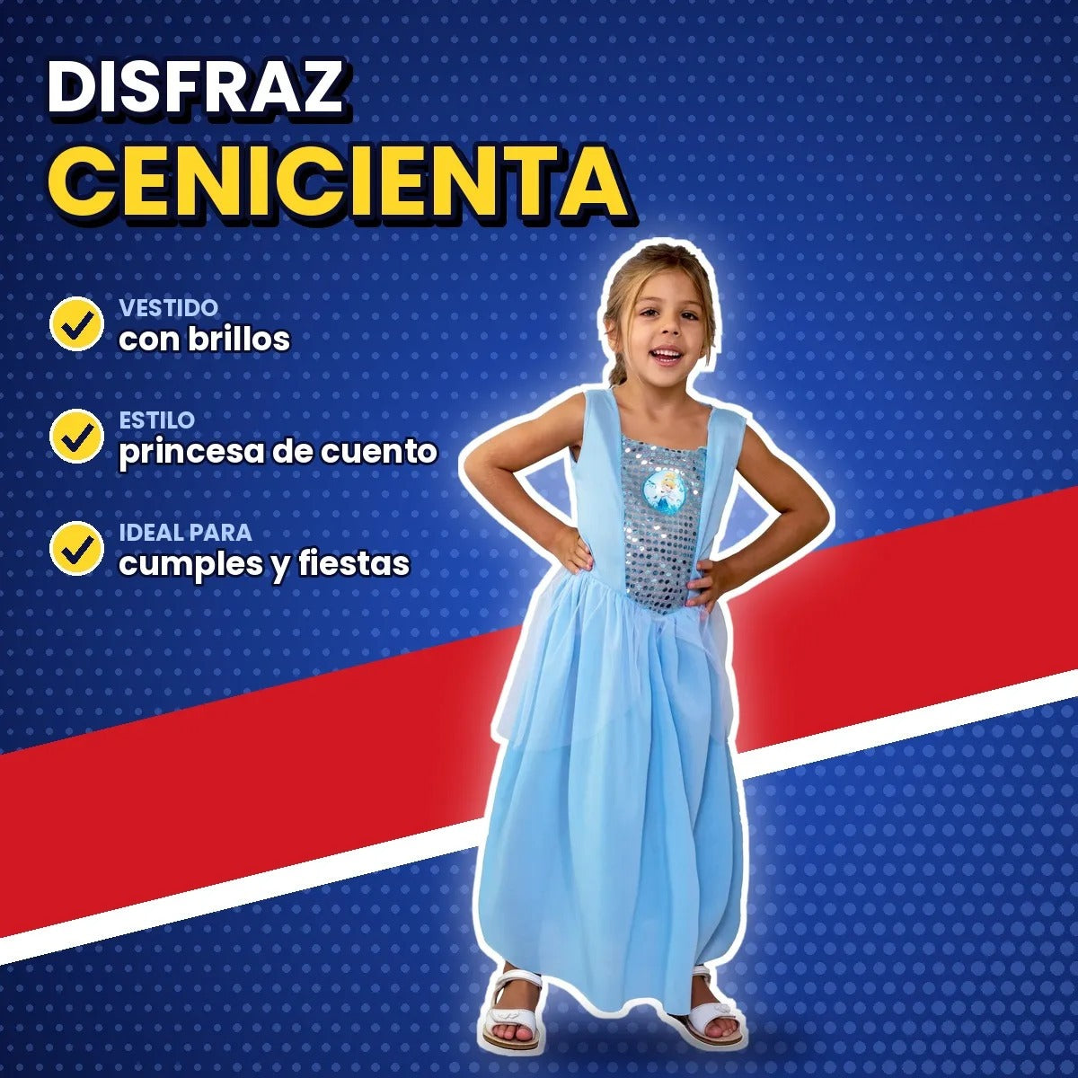 Disfraz Cenicienta para cumpleaños y fiestas