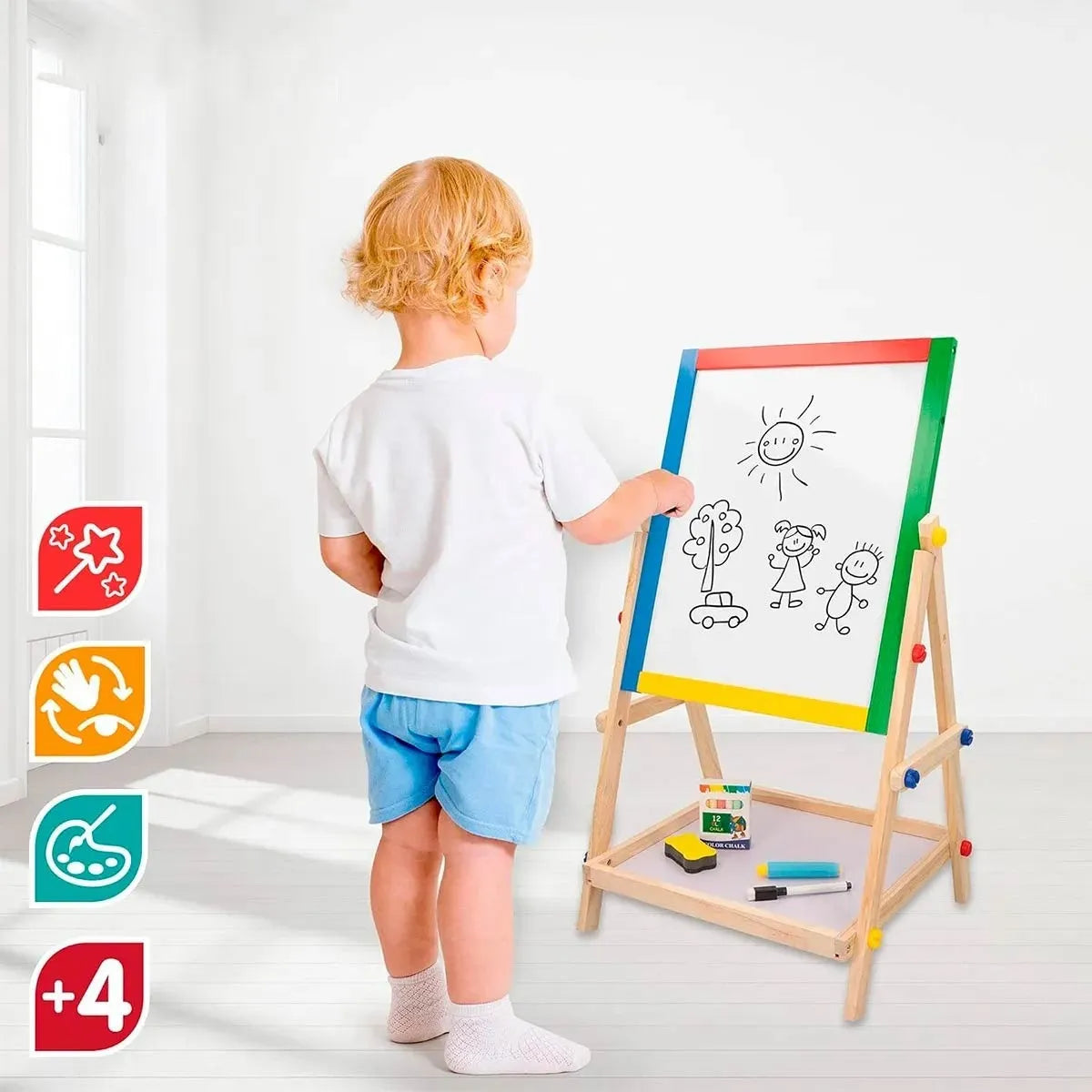 Pizarra Infantil 2 En 1 Reversible Tiza Imantada Niños