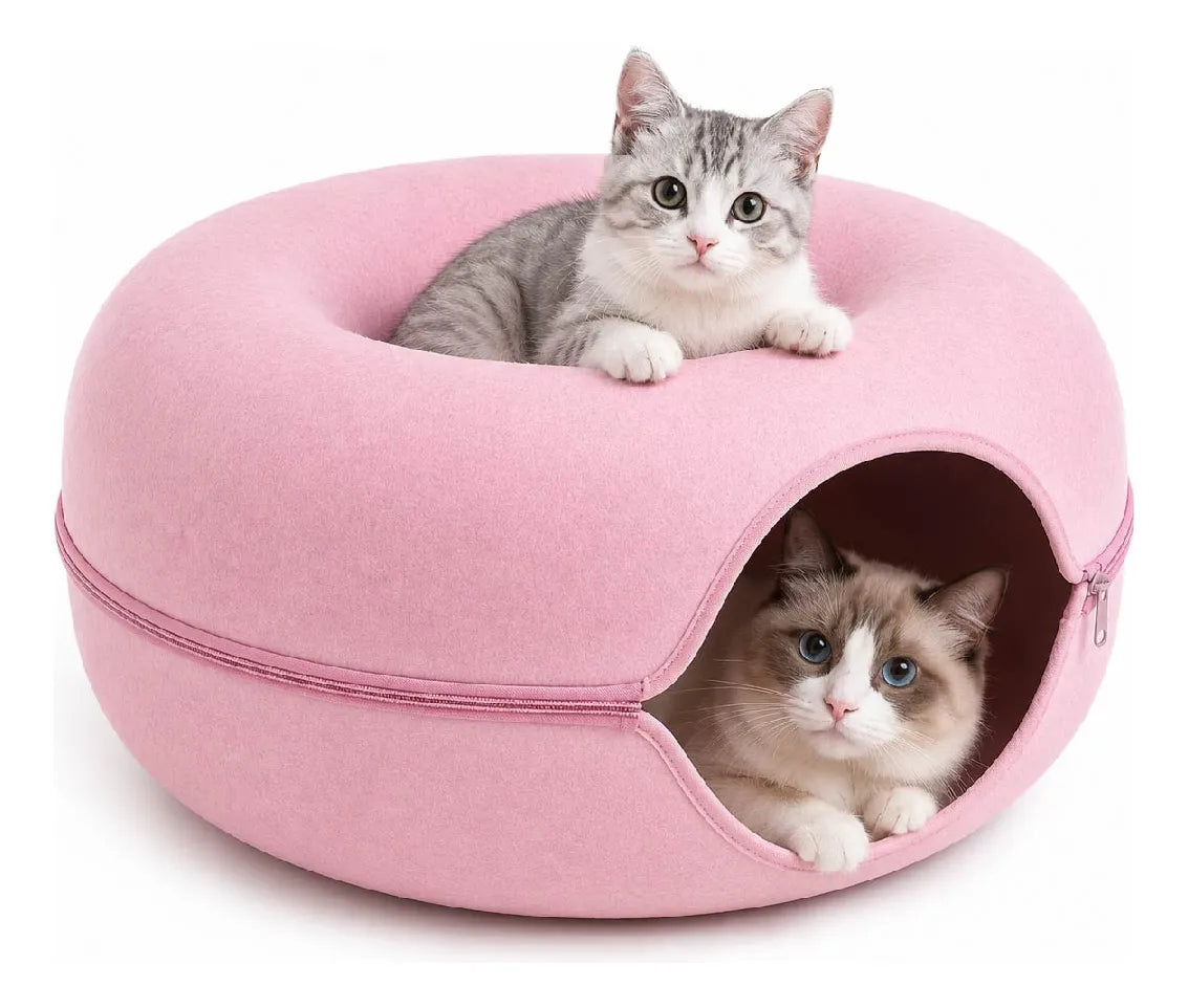 Cama Túnel Rascador para Gatos Dona de Fieltro Suave 2 en 1