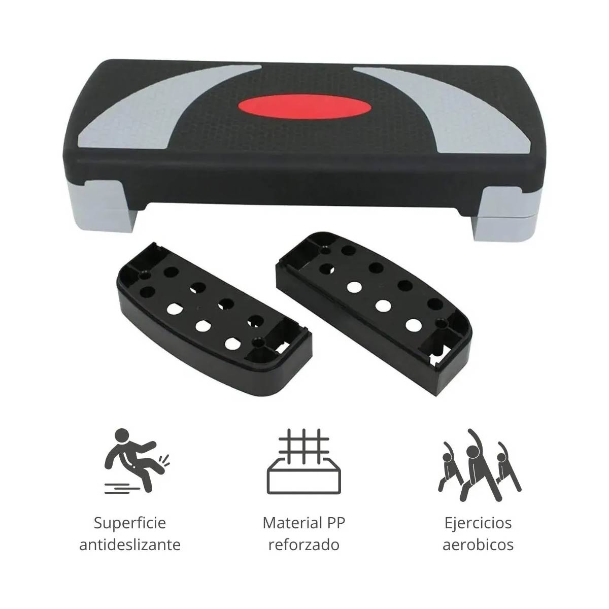 Step Gym Escalón Gimnasia 3 Niveles Regulable Fitness - Negro