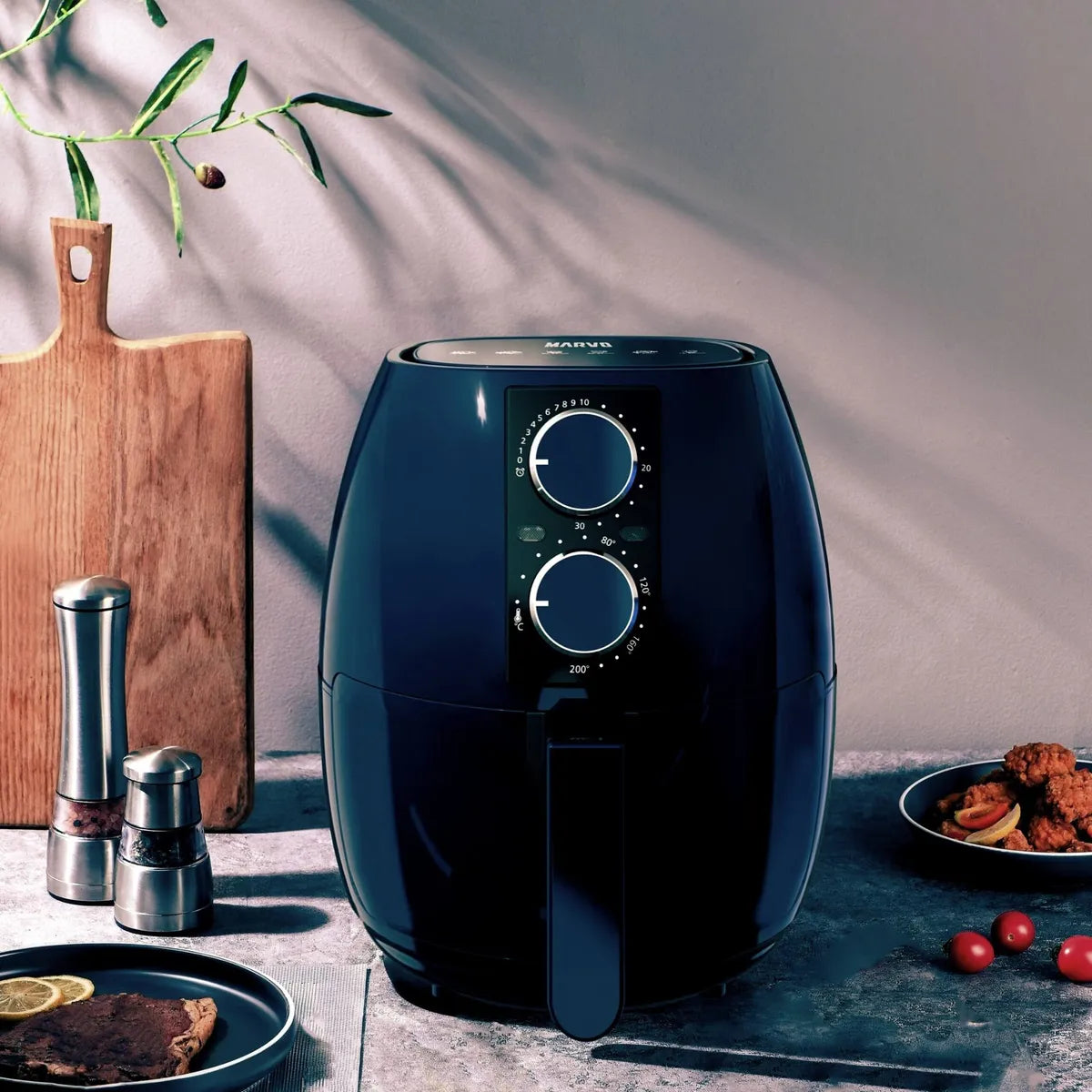 Freidora Sin Aceite Marvo Xl Capacidad 4 Litros 1400w Color Negro