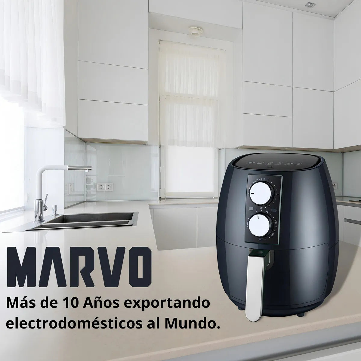 Freidora Sin Aceite Marvo Xl Capacidad 4 Litros 1400w Color Negro