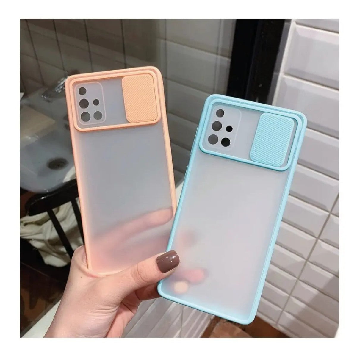 Funda Samsung A32 4G con cubre cámara - rosado