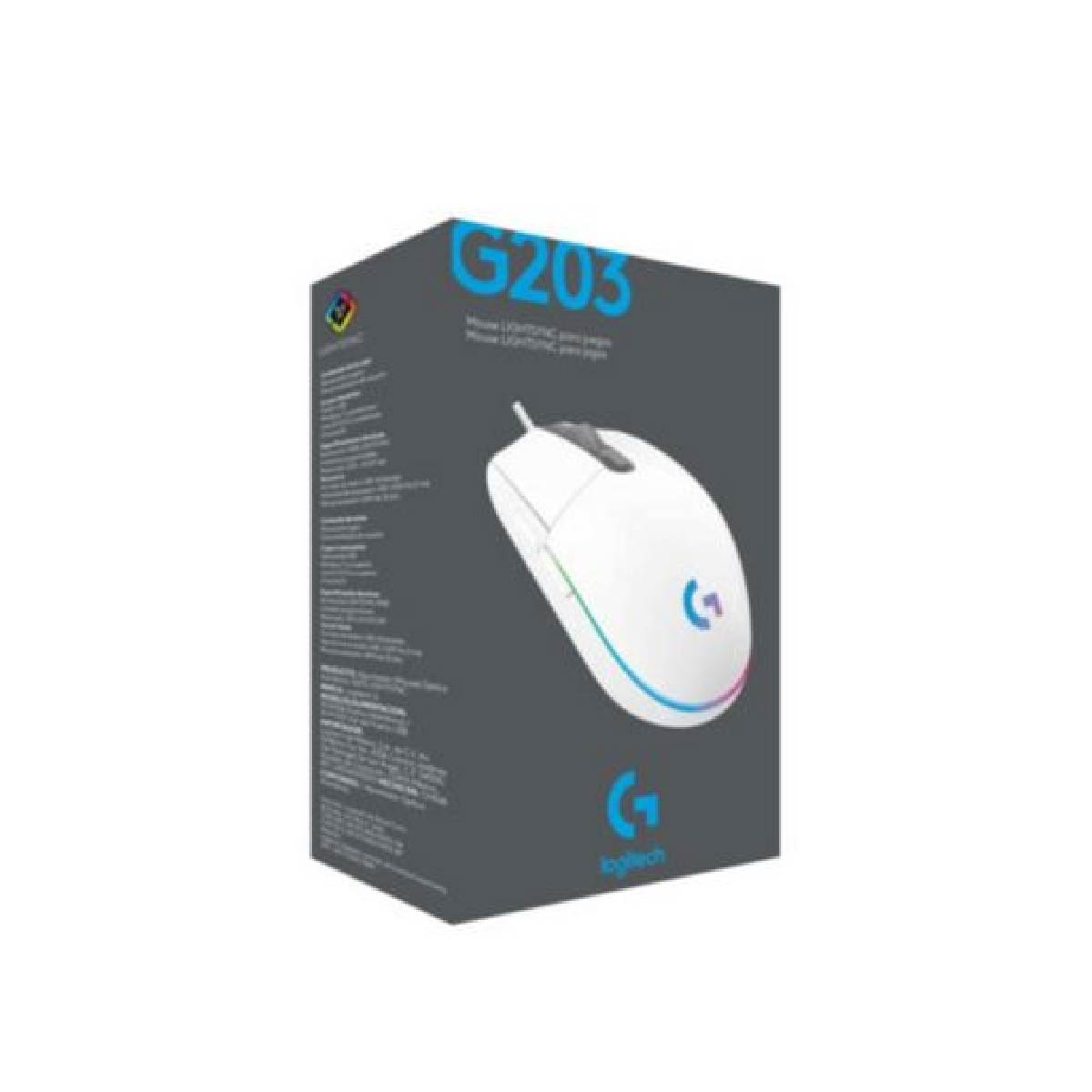 Mouse Gamer Logitech G203 Lightsync – Blanco