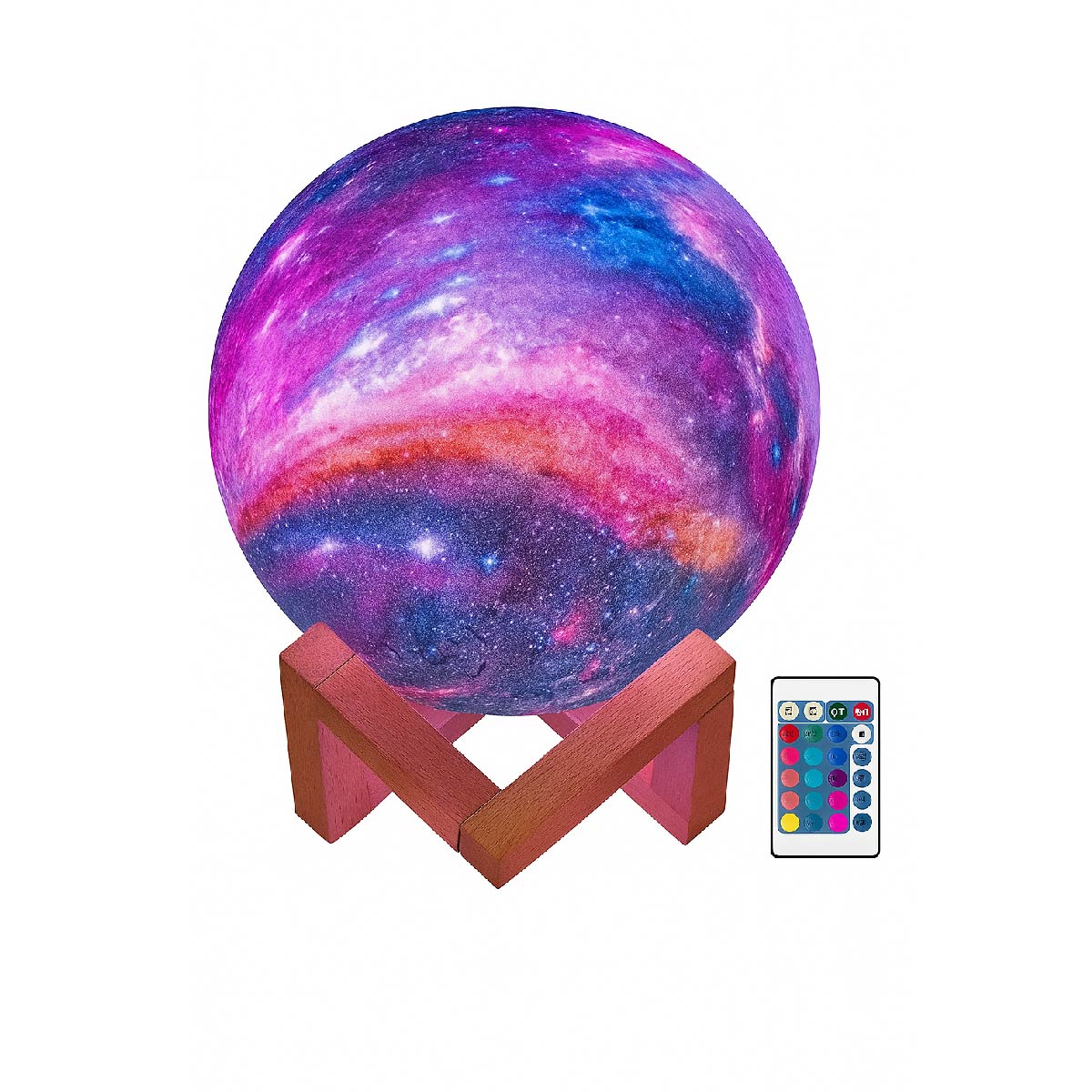 Lámpara De Luna Galaxia 16 Colores Led 3d Recargable 18 Cm