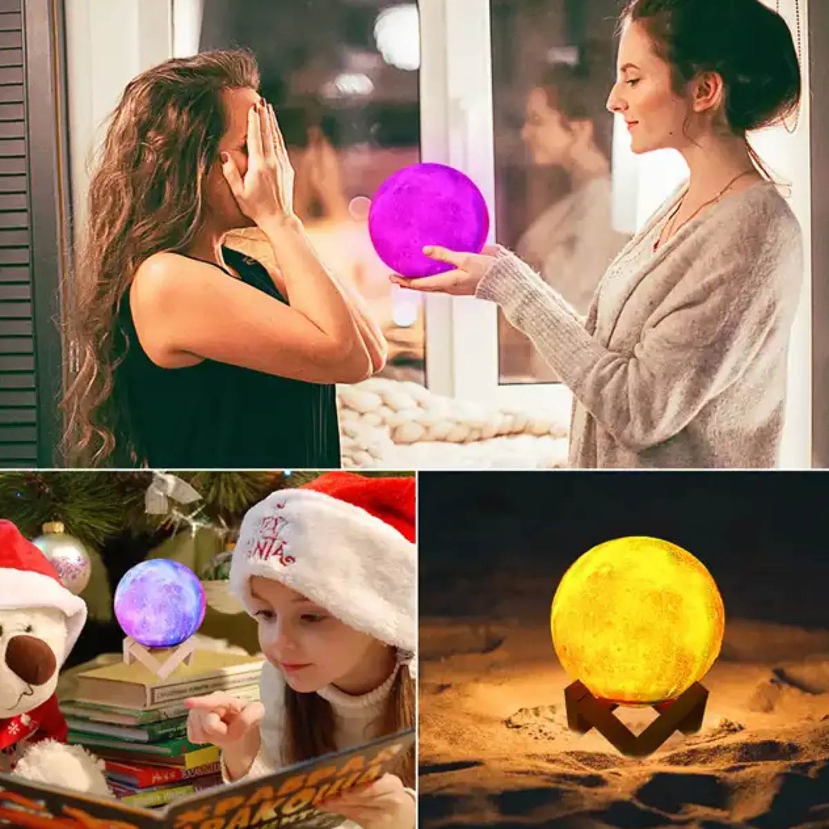 Veladora Luna Galaxia 16 Colores Led 3d Recargable 12 Cm