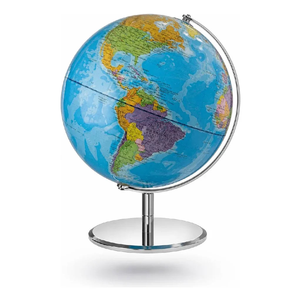 Globo terráqueo plástico base metal 26cm
