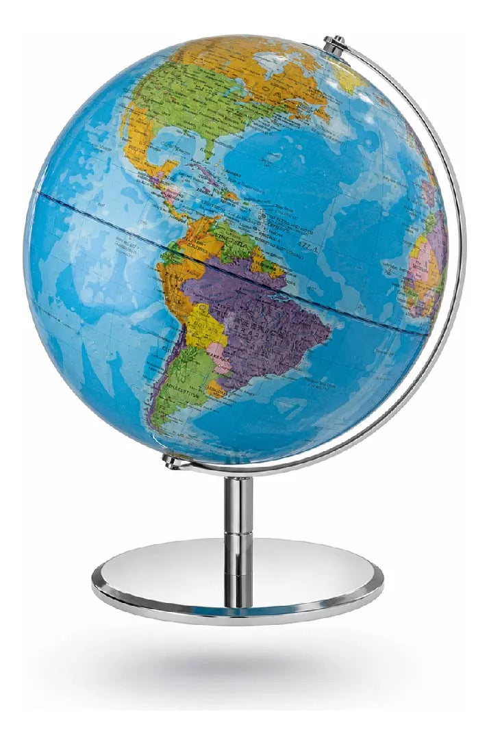 Globo Terráqueo Plastico Base Metal 26cm