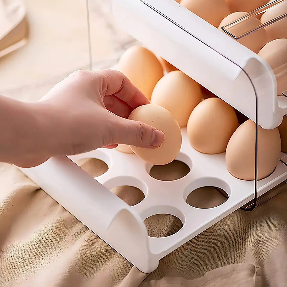 Organizador De Huevos Caja Para 32 Unidades Huevera Portahuevos Color Blanco