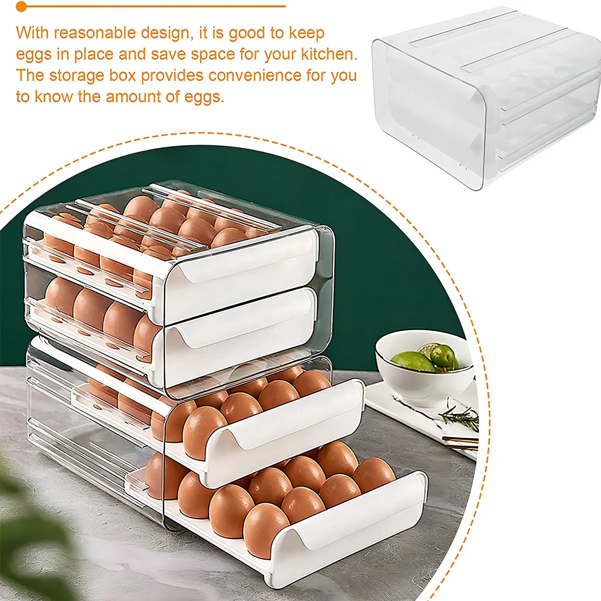Organizador De Huevos Caja Para 32 Unidades Huevera Portahuevos Color Blanco