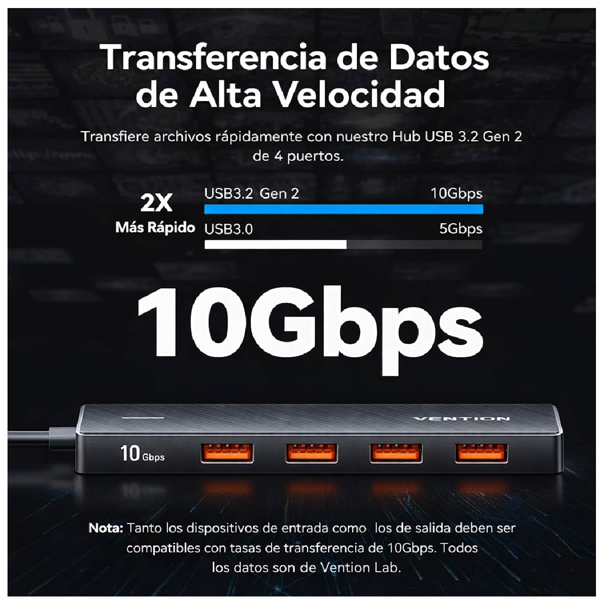 Hub USB Tipo A 3.2 OTG 5 en 1 10Gbps – Vention