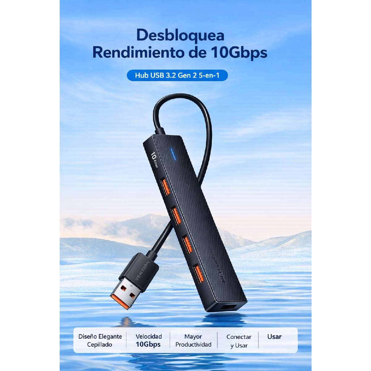 Hub USB Tipo A 3.2 OTG 5 en 1 10Gbps – Vention