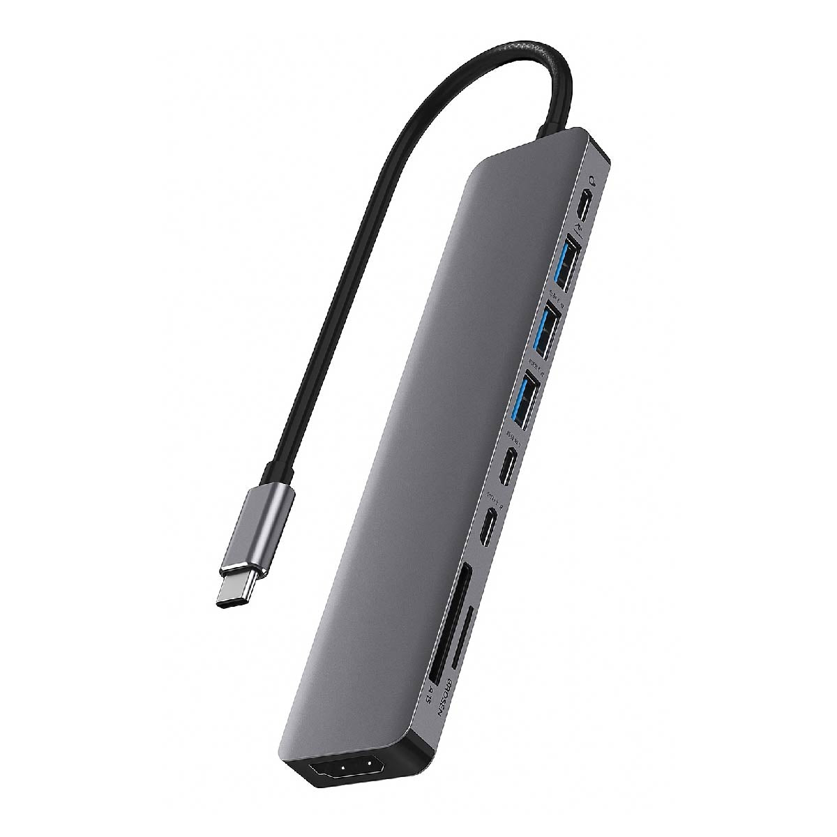 Adaptador Hub Usb Tipo C 8 En 1 Con Hdmi 4k Y Pd 100w - Gris