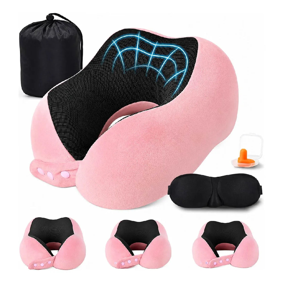 Kit almohada de viaje Rosa
