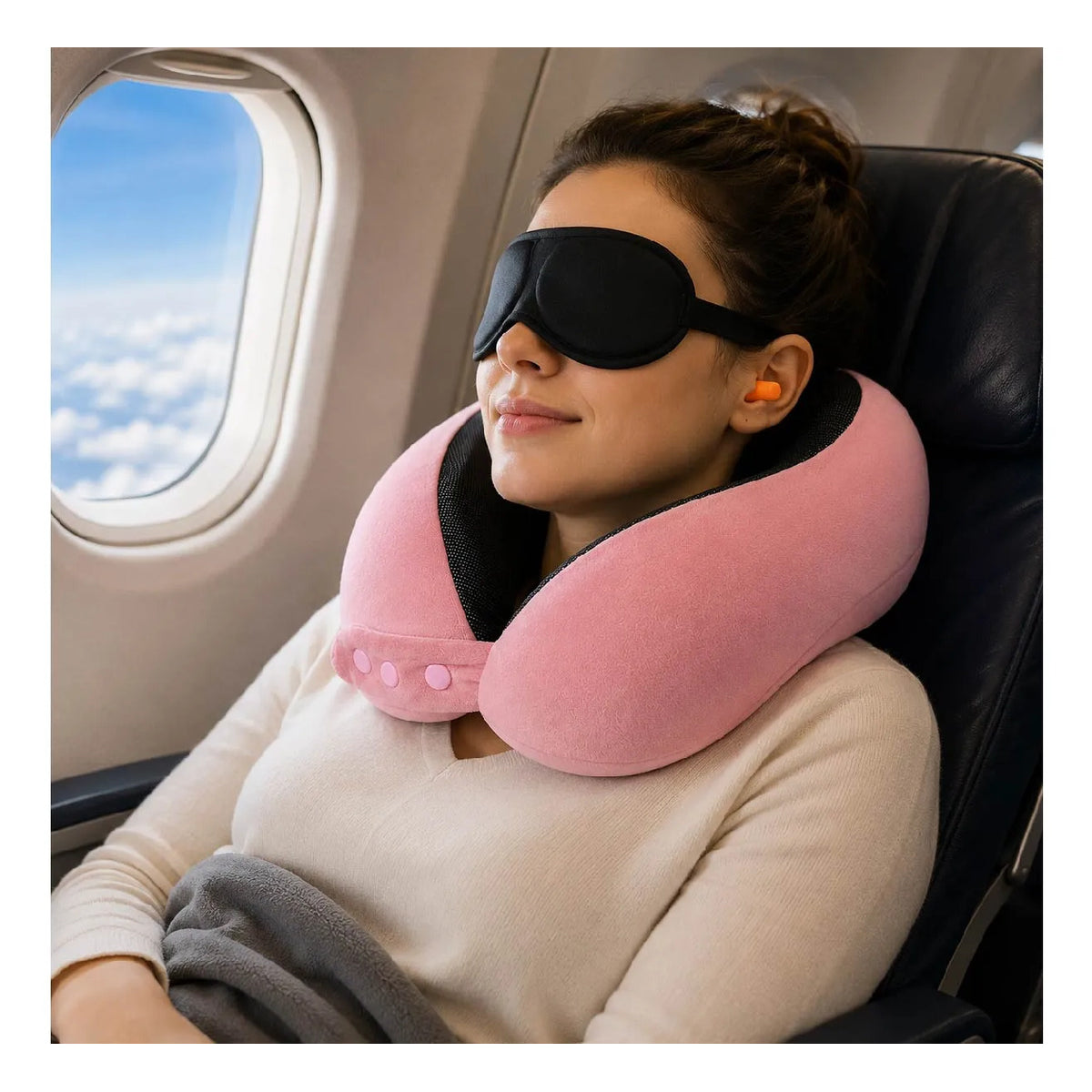 Kit almohada de viaje Rosa