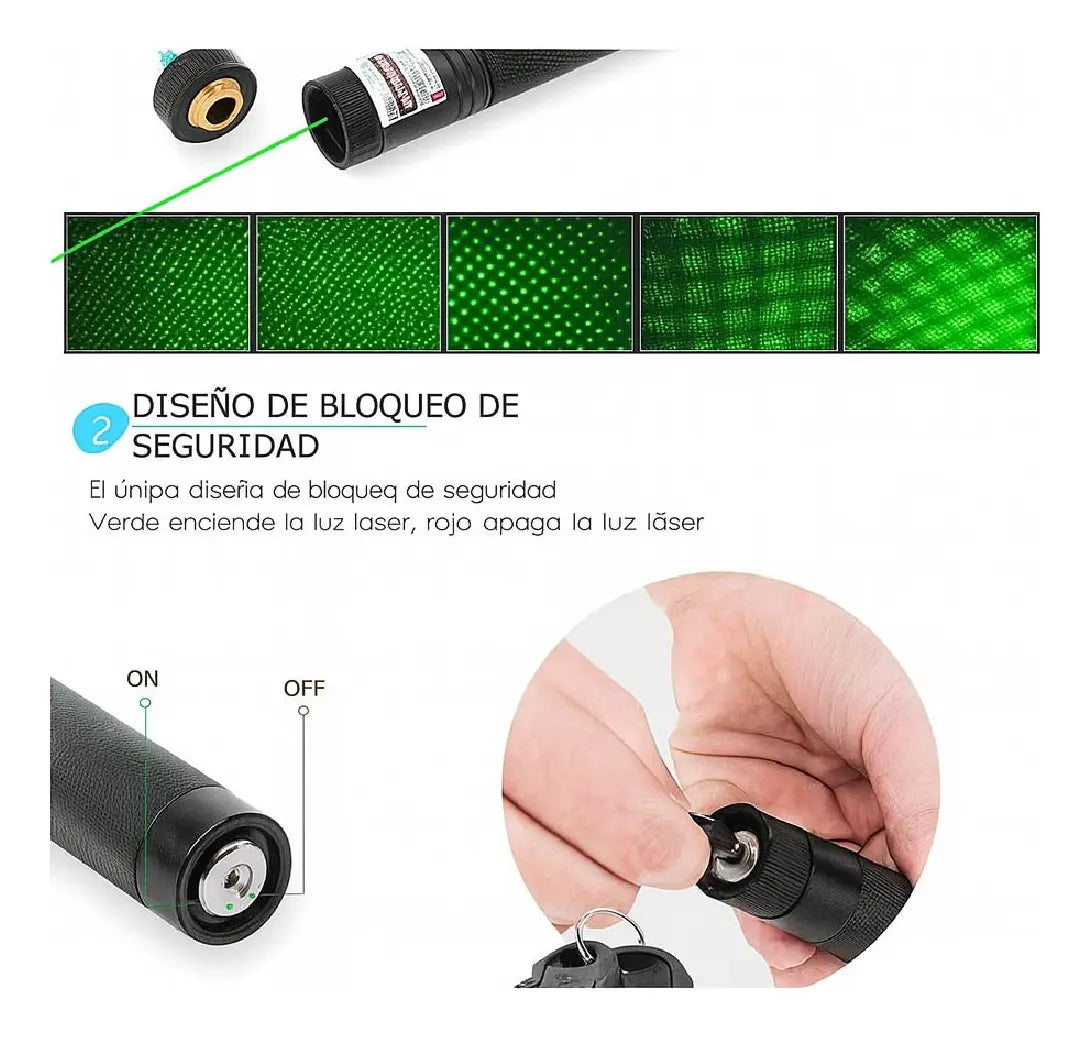 Puntero Láser Verde 303 Recargable Potente con Accesorios