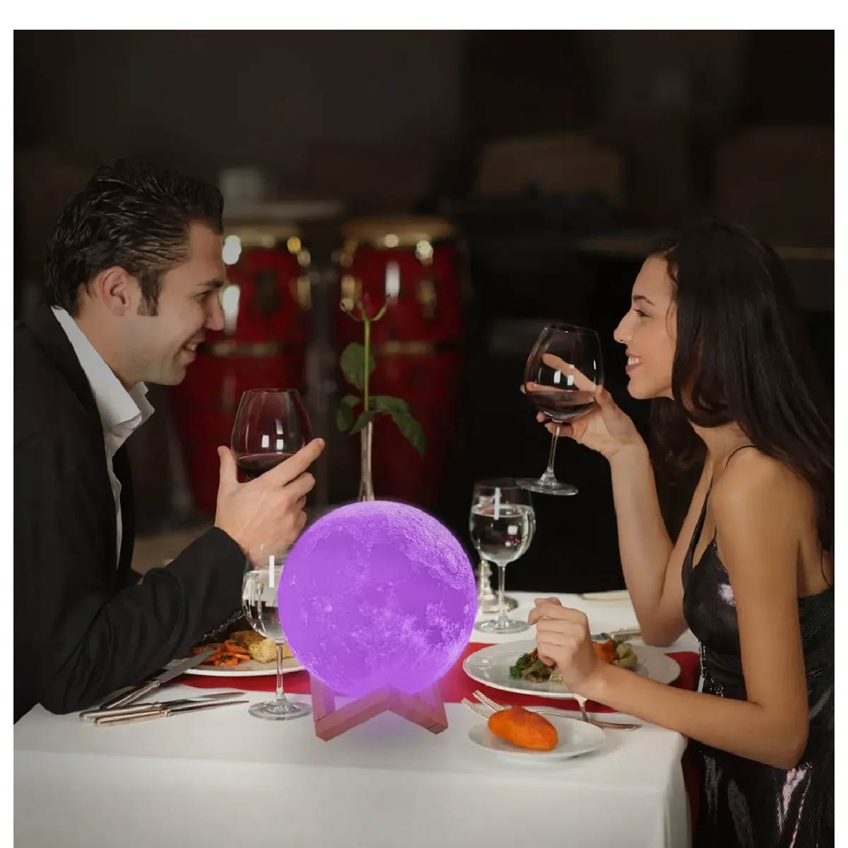 Veladora Lampara Led Luna 3d Recargable 16 Colors Táctil 12cm