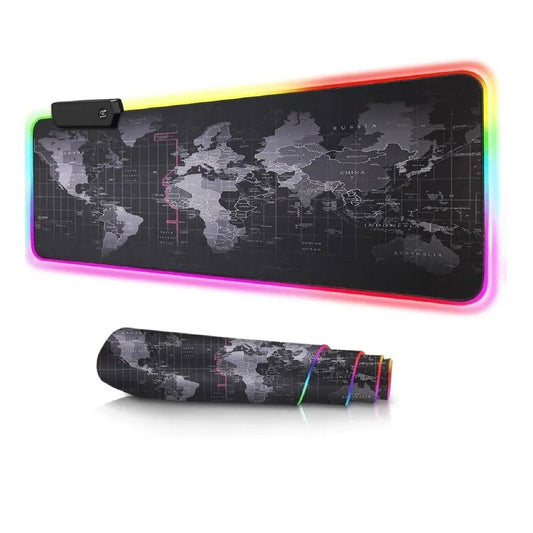 Mousepad Gamer LED RGB USB 80×30cm – PD-06 Mapa Mundial