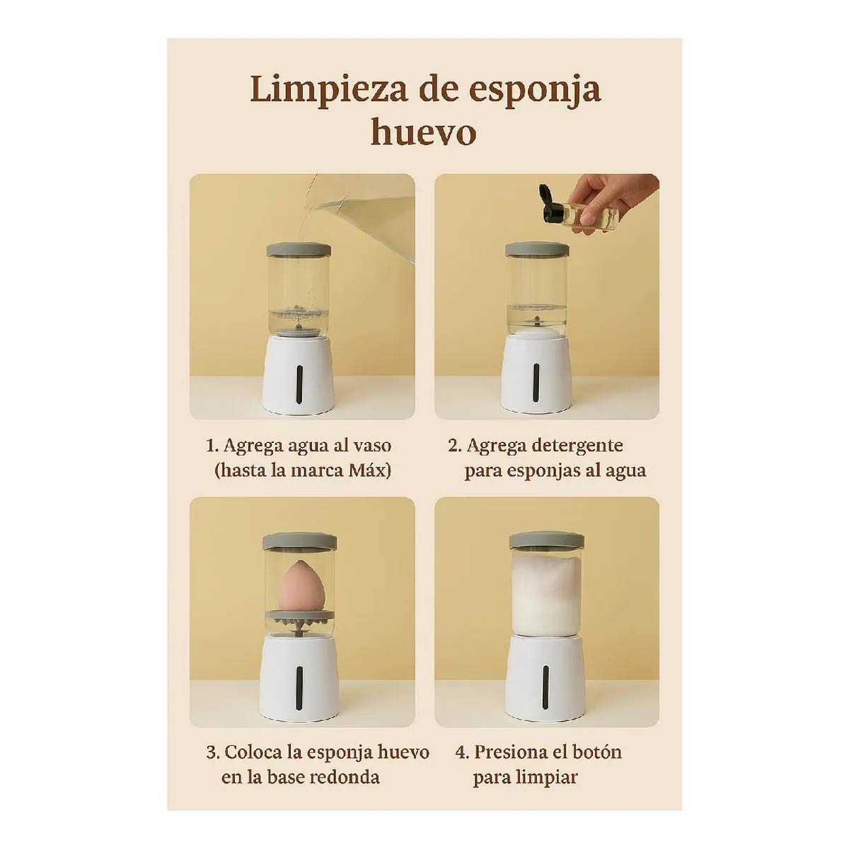 Máquina Limpiadora De Brochas De Maquillaje - Carga Usb - Blanco