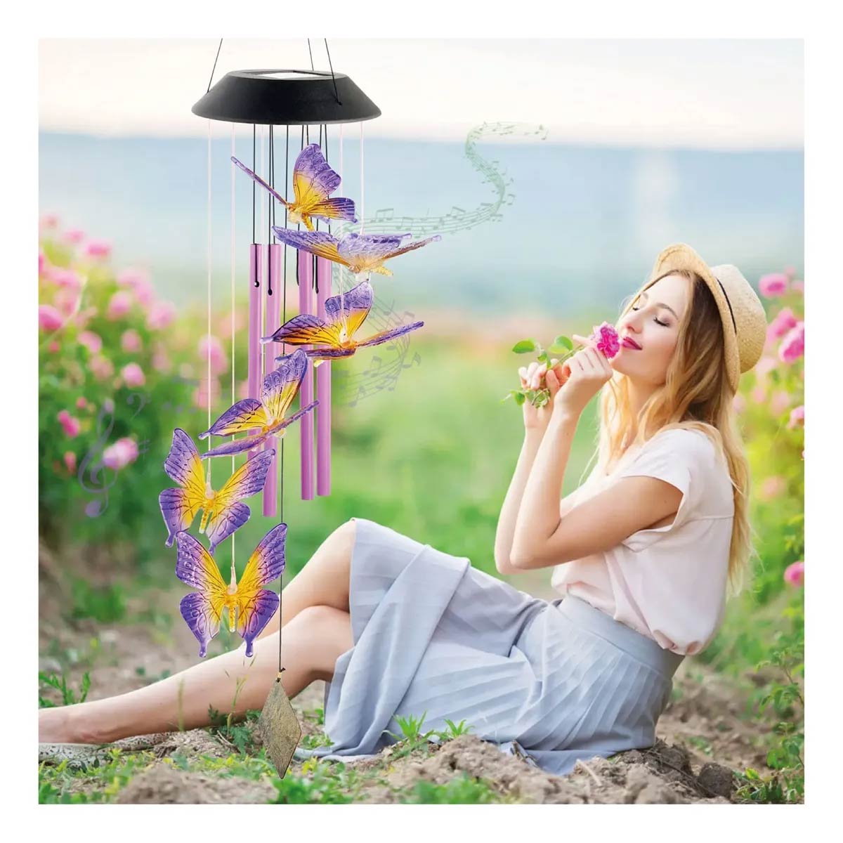 Colgante Mariposa Llamador De Angeles Led Solar