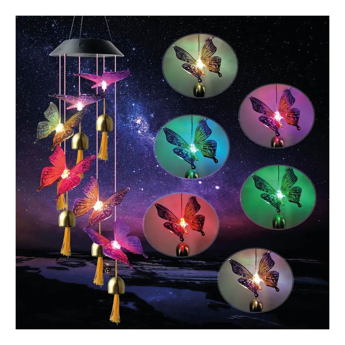 Colgante Mariposa Llamador De Angeles Led Solar