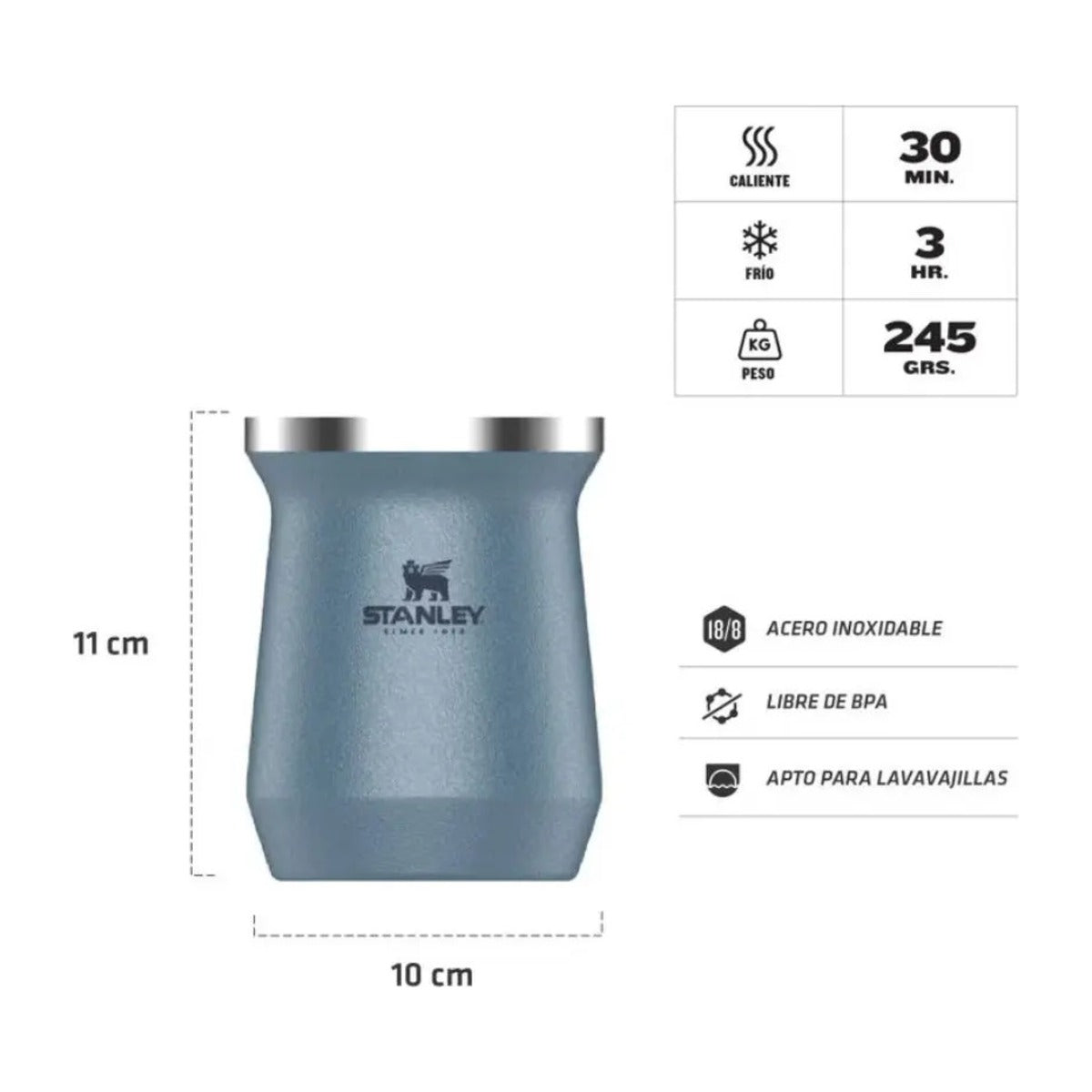 Medidas del Mate Stanley Classic