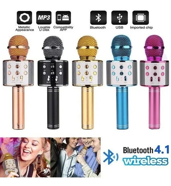 Micrófono Karaoke Parlante Bluetooth Colores
