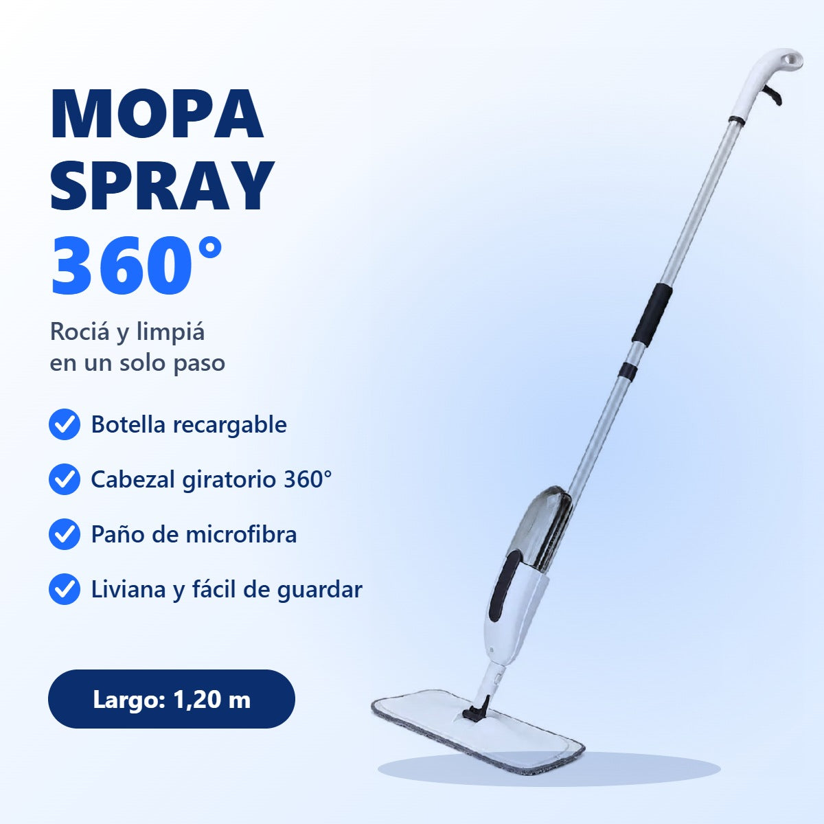 Mopa Spray Giratoria 360° con botella recargable