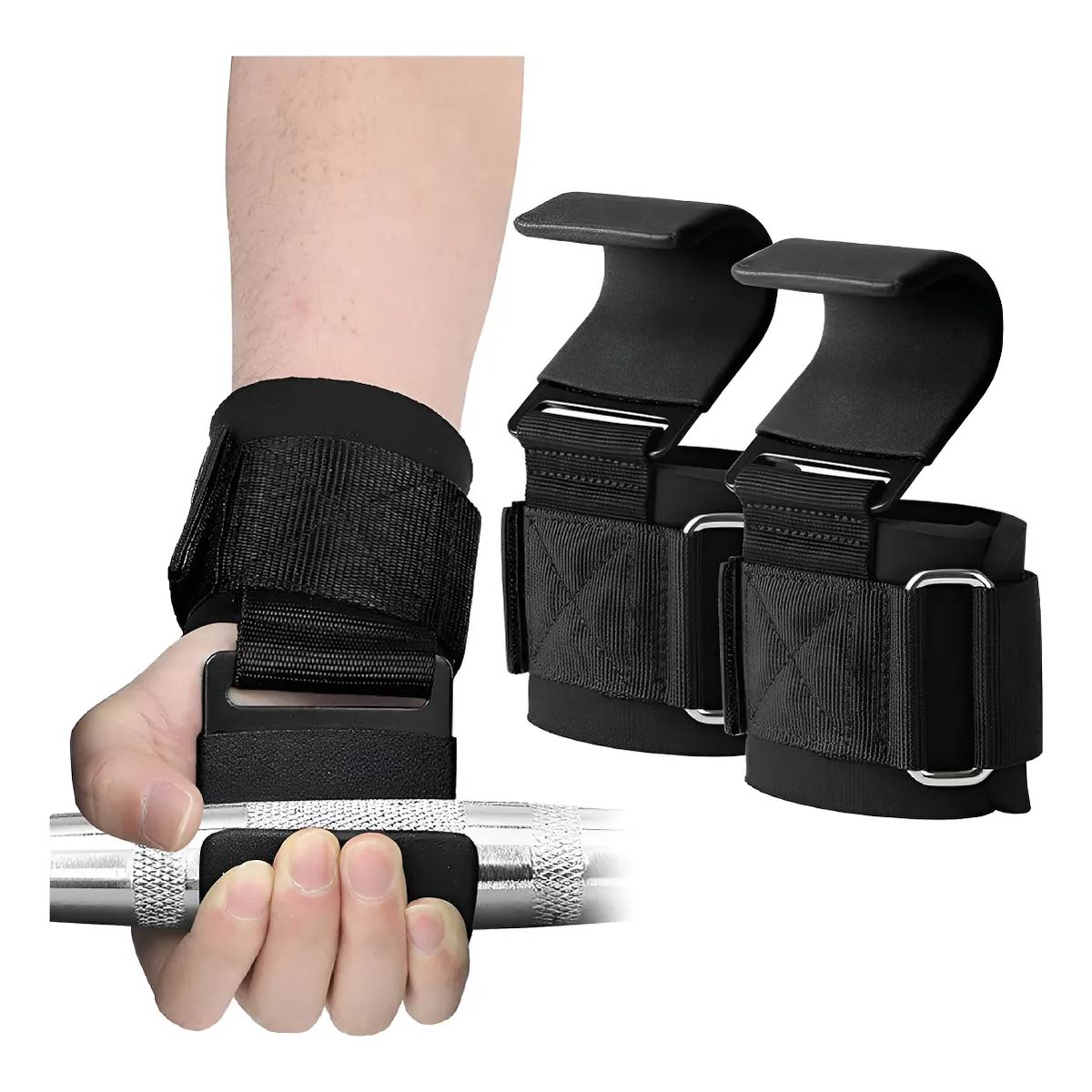 Muñequeras Gancho Levantamiento Pesas Gym Gimnasio