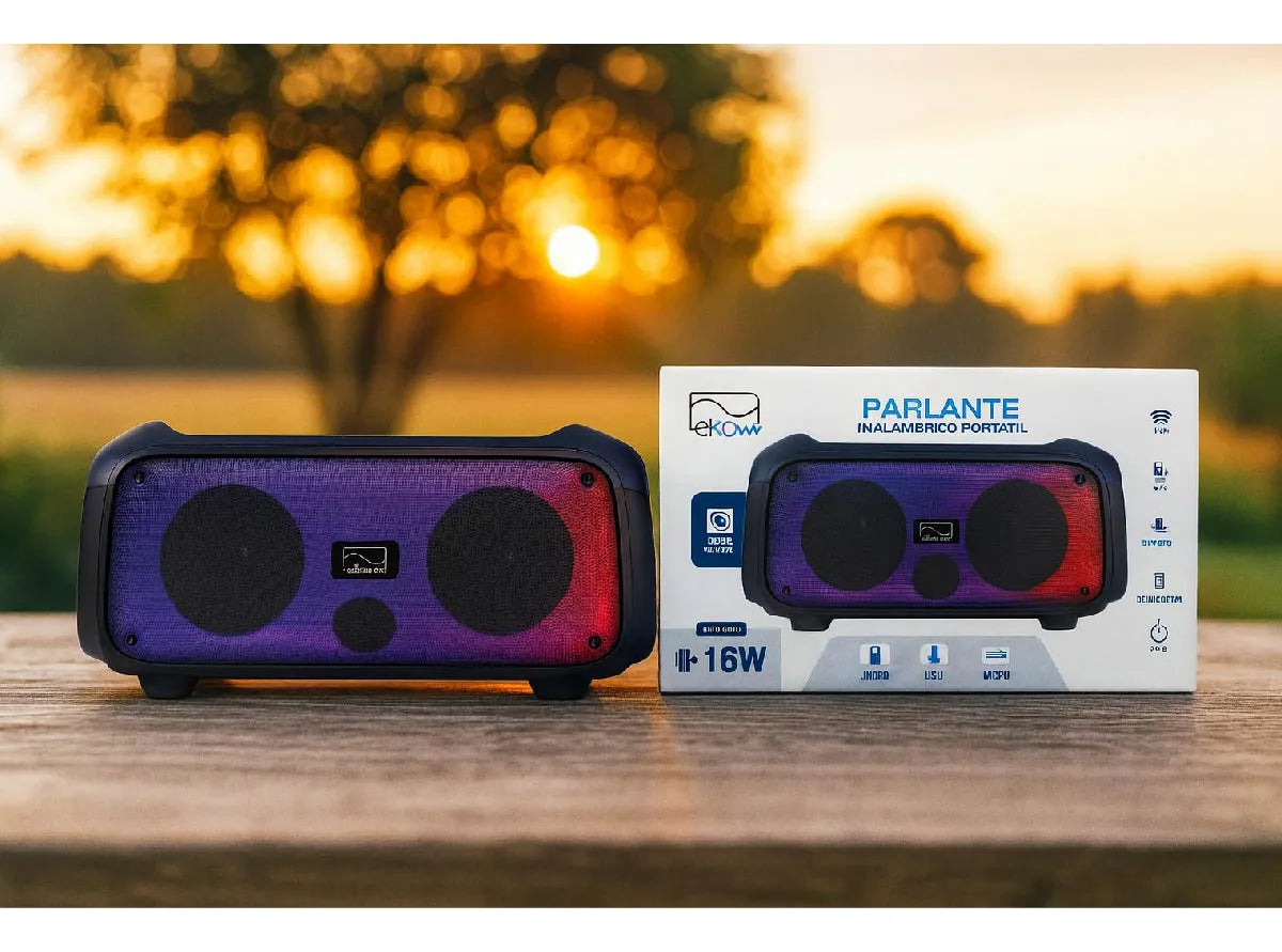 Parlante EKO-Vi Bluetooth 16w 2 X 4 3600 Mah Correa Para Transporte