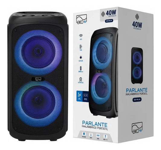 Parlante Bluetooth Ekv-pa-04 40w 2 X 26.5'' 3600 Mah