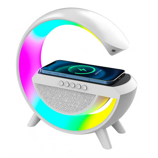 Cargador Inalámbrico 3 En 1 Con Parlante Bluetooth Y Luz Rgb