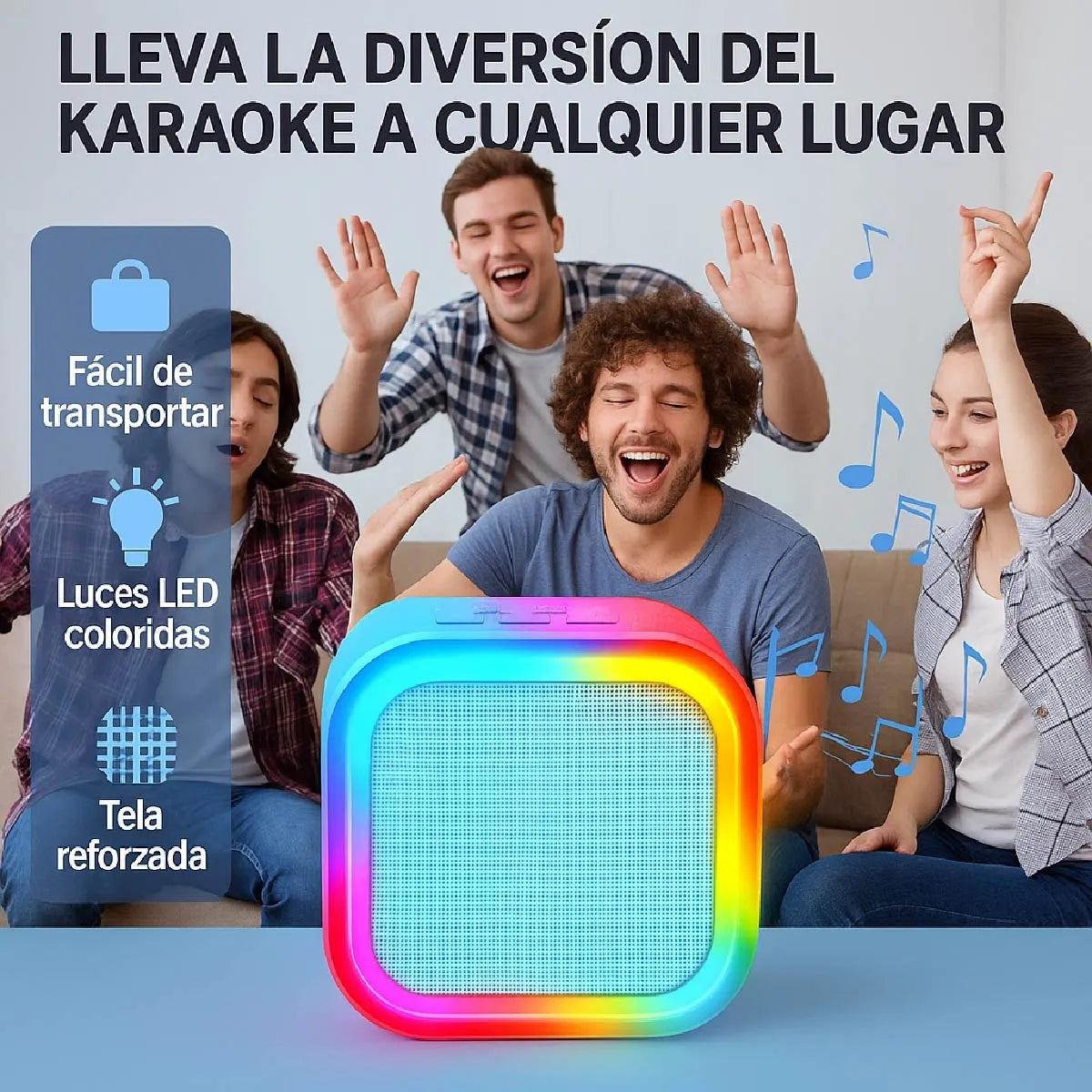 Parlante Led Karaoke Para Niños 2 Micrófonos Inalámbricos