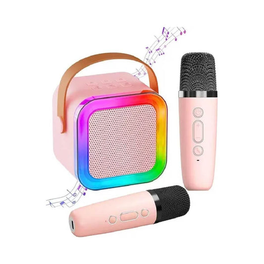Parlante Led Karaoke Para Niños 2 Micrófonos Inalámbricos