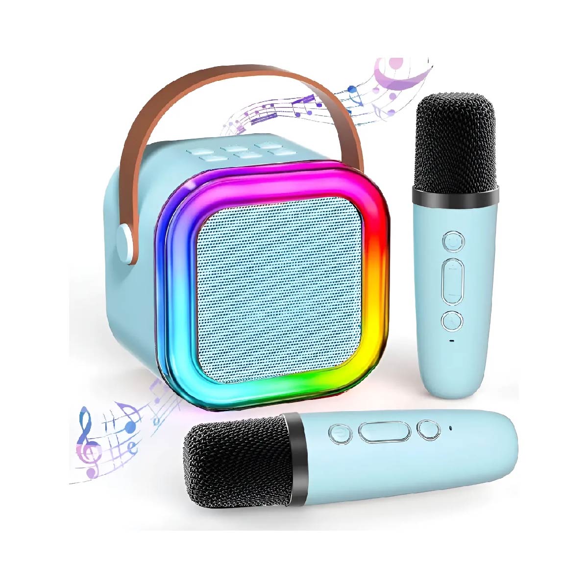 Parlante Led Karaoke Para Niños 2 Micrófonos Inalámbricos