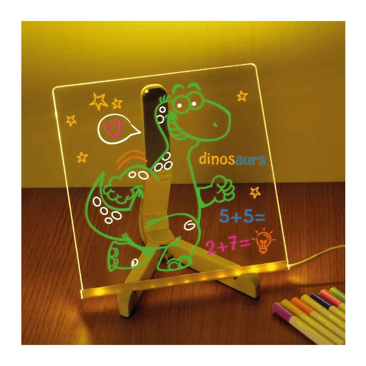 Tablero Pizarra Led De Acrilico Con Borrador Con Soporte