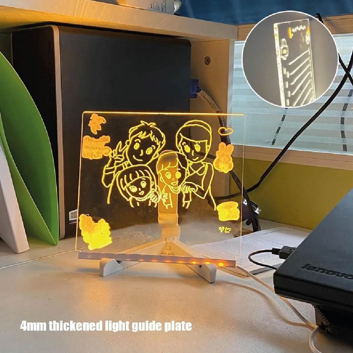 Tablero Pizarra Led De Acrilico Con Borrador Con Soporte